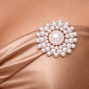 NEW Lustrous Pearl and Silver-Tone Brooch
